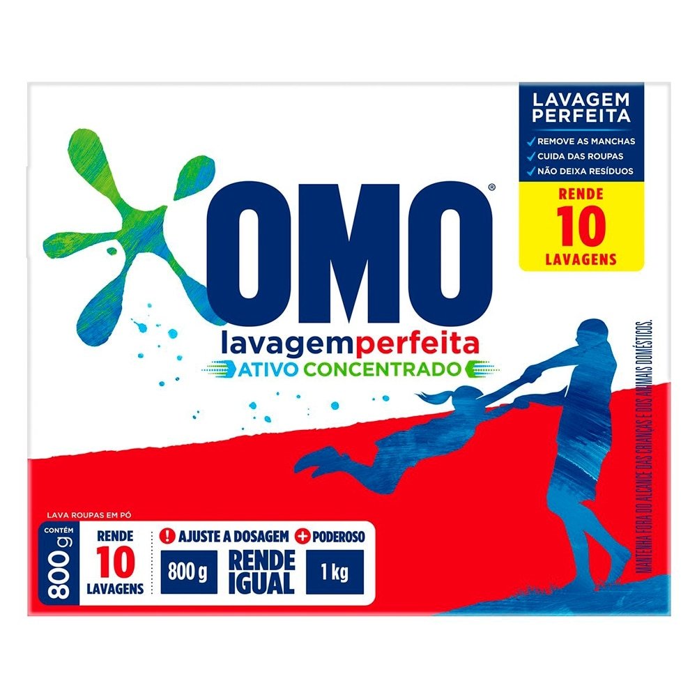 Sabao Em Po Omo Ativo Concentrado Lavagem Perfeita 800g