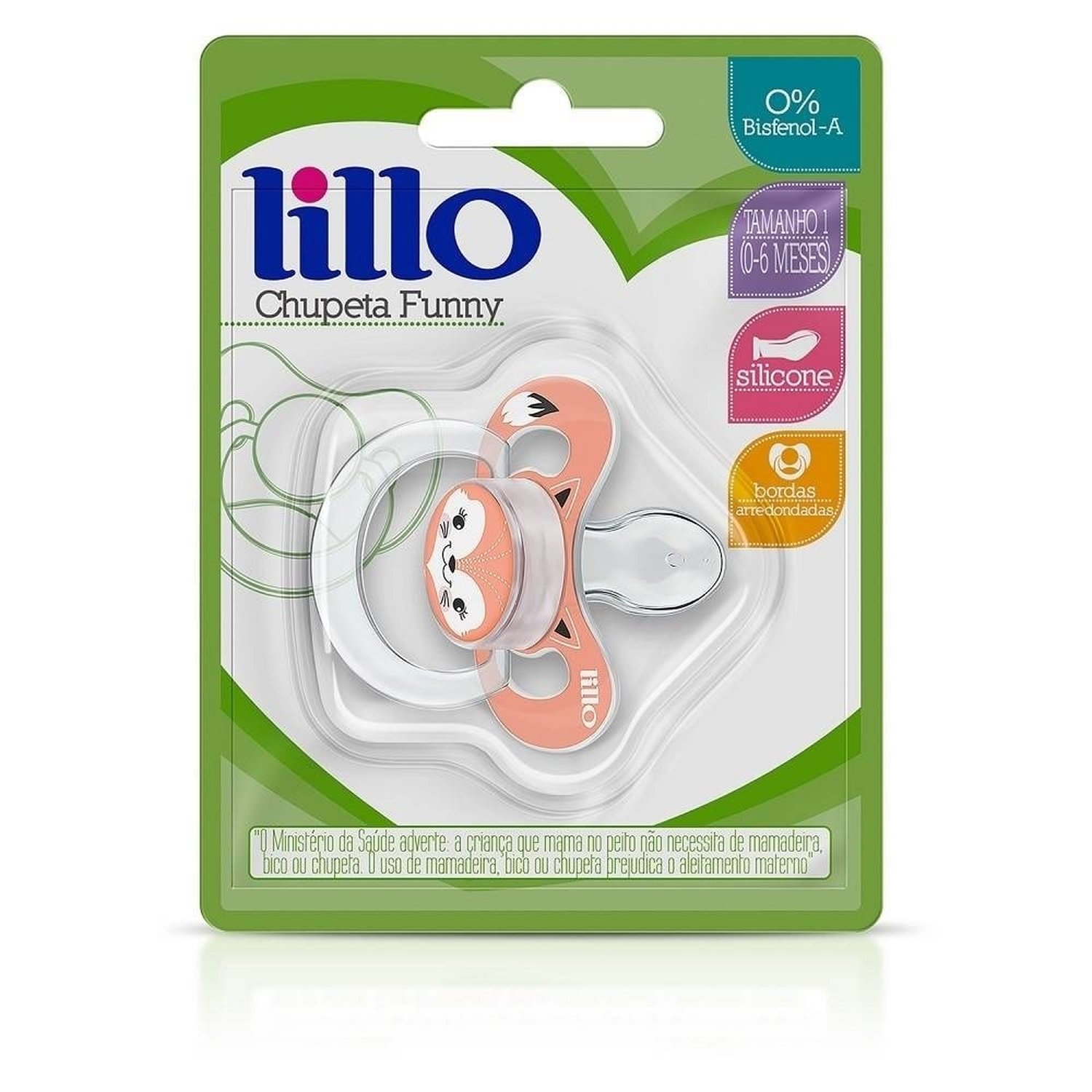 Chupeta Lillo Funny Animais Silicone Anatômico Raposa Tamanho 1