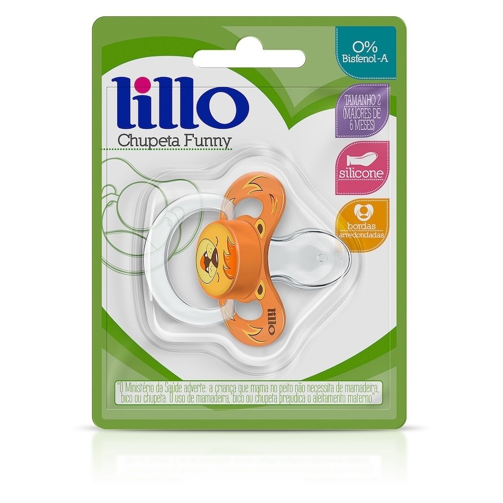 Chupeta Lillo Funny Animais Silicone Anatômica Tamanho 2 Leão