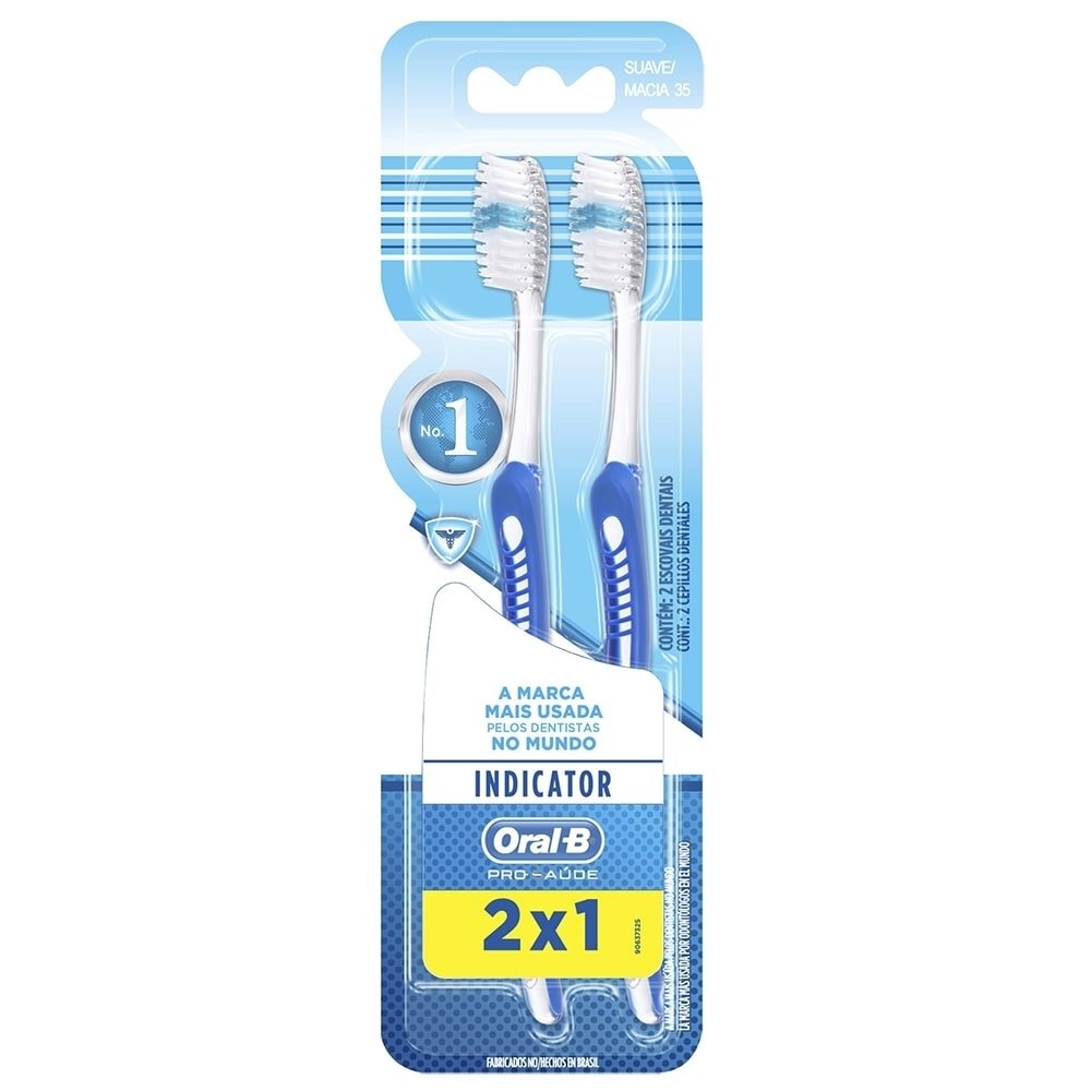 Escova Dental Oral B Indicator 35 Macia Embalagem com 2 Unidades