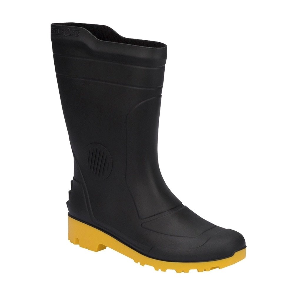 Bota Pega Forte II Preta Solado Amarelo Cano Médio 32cm sem Meia 43