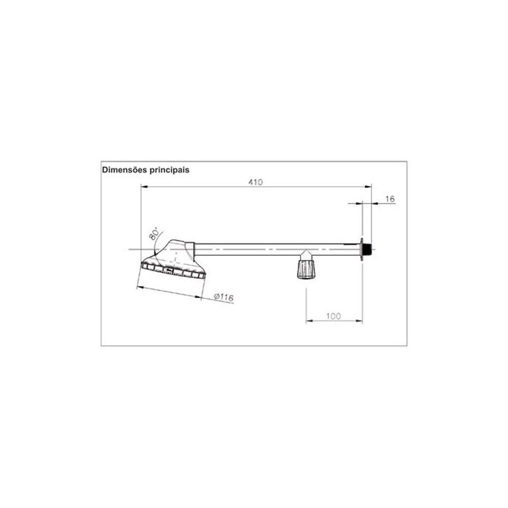 Chuveiro 5" 2318 1/2P Branco c/ Braço 30cm s/ Registro - Emb. c/ 6 un. - Herc