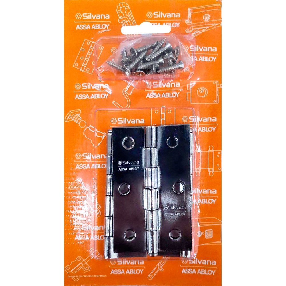 Dobradiça Silvana Porta Pino Comum 850x3 1/2 Zincado SM - Embalagem com 3 Unidades