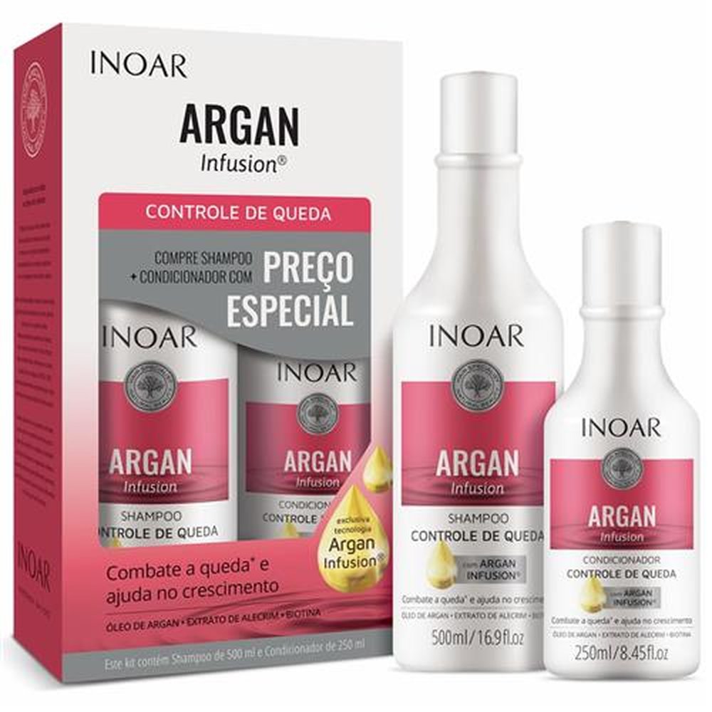Kit Inoar Argan Inf Controle Queda Shampoo 500+Condicionador 250 Ml