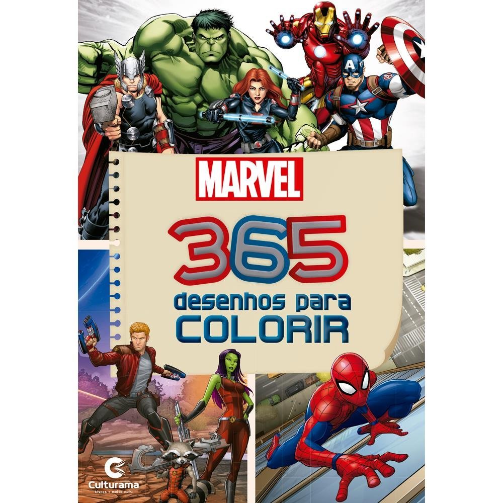 Livro com 365 Desenhos Para Colorir - Heróis Marvel