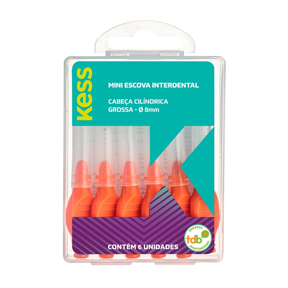 Escova Dente Kess Mini Interdental Cilindrica Gossa 8mm Com 6 Un