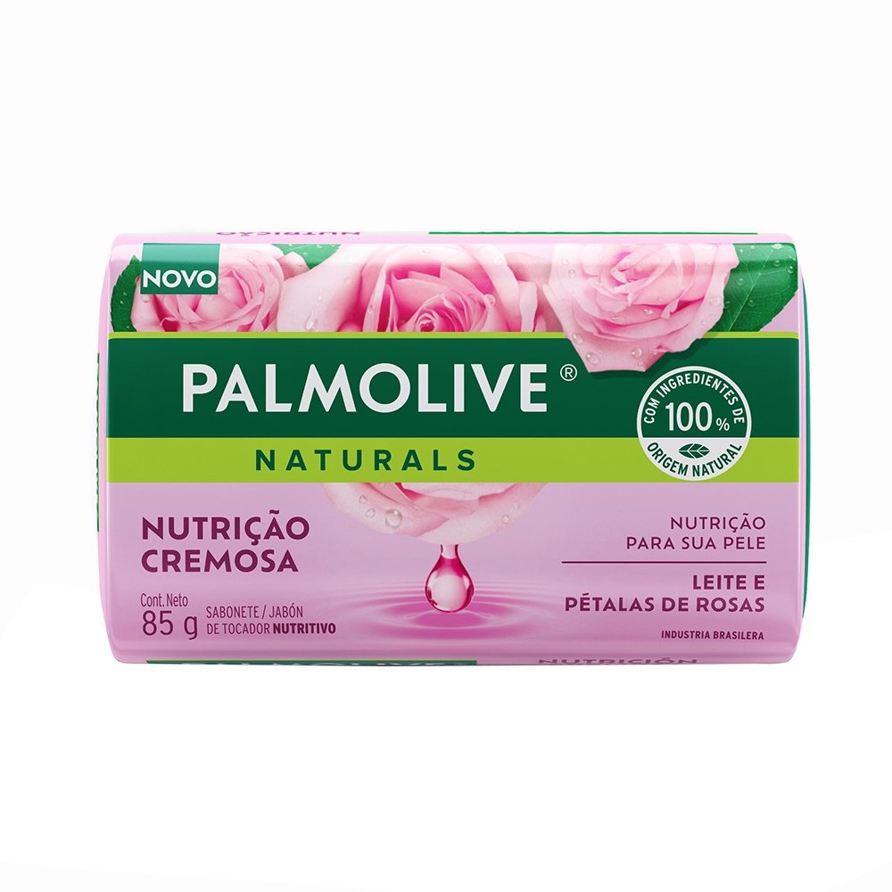 Sabonete em Barra Palmolive Naturals Nutrição Cremosa Leite e pétalas de rosa - 12 Unidades de 85g