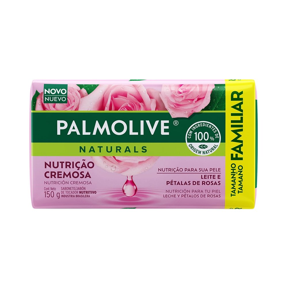 Sabonete em Barra Palmolive Naturals Nutrição Cremosa Leite e Pétalas de Rosa -  Unidades de 150g