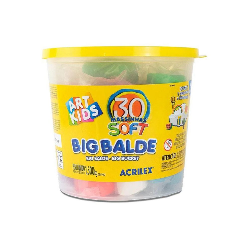 Big Balde Massinha 1,5kg Com 30 Cores Acrilex