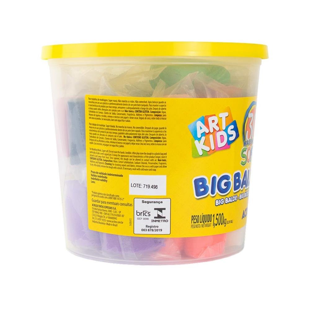 Big Balde Massinha 1,5kg Com 30 Cores Acrilex