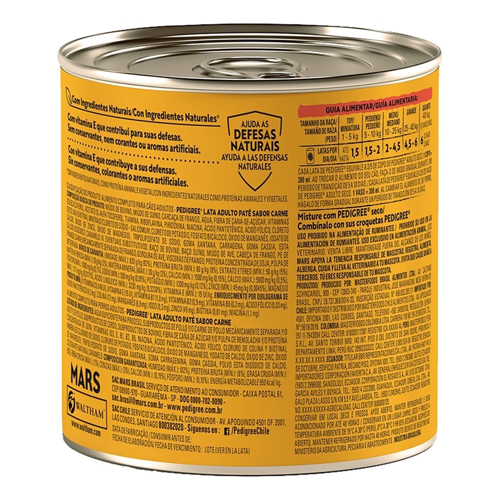 Ração para Cachorro Pedigree Carne Lata 280g