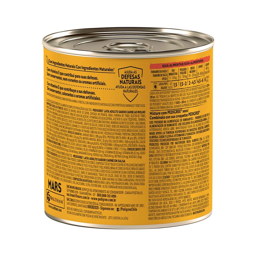 Ração para Cachorro Pedigree Pedaços de Carne ao Molho Lata 280g
