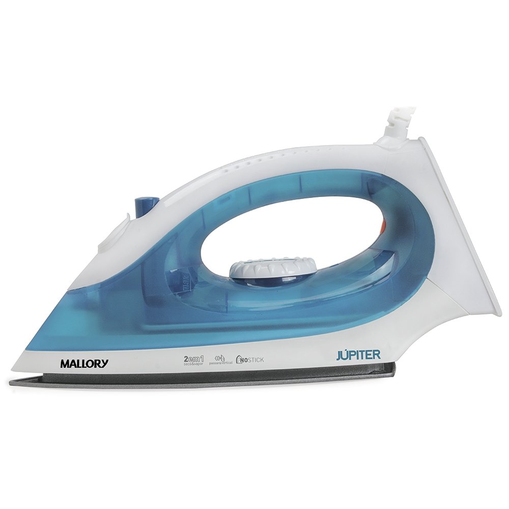 Ferro de Passar a Vapor Mallory Júpiter - com Base Antiaderente, Azul, 110V