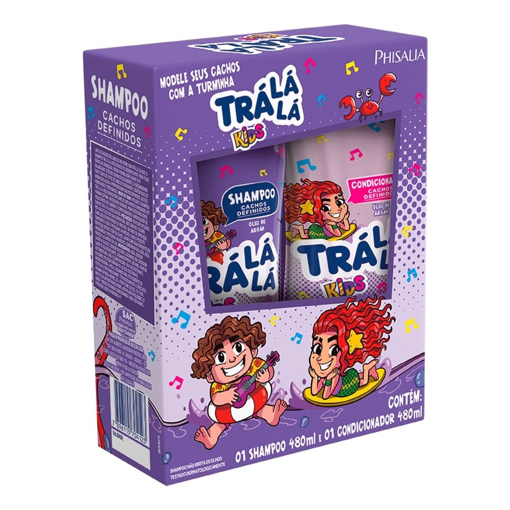 Kit com Shampoo + Condicionador Trá Lá Lá Kids Cachos Meninas 480ml