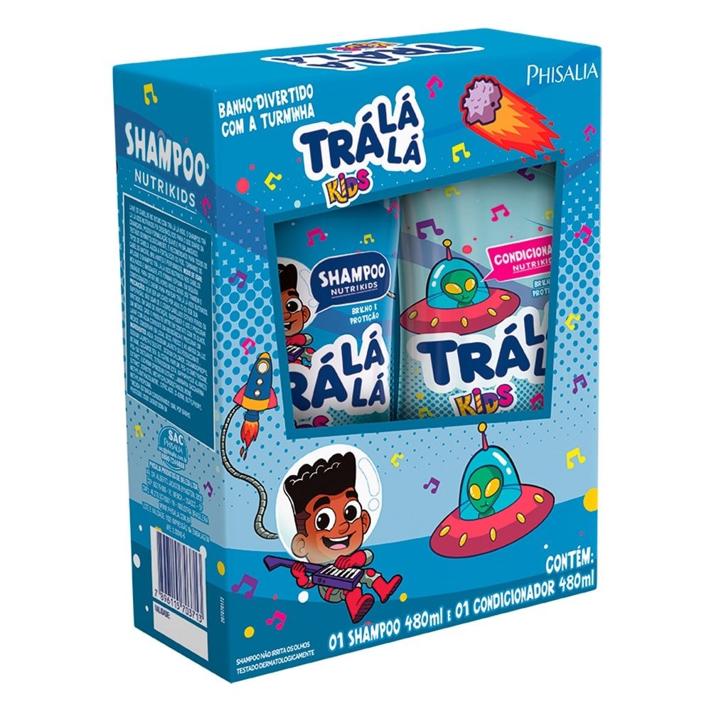 Kit com Shampoo + Condicionador Trá Lá Lá Kids Nutrikids Meninos 480ml