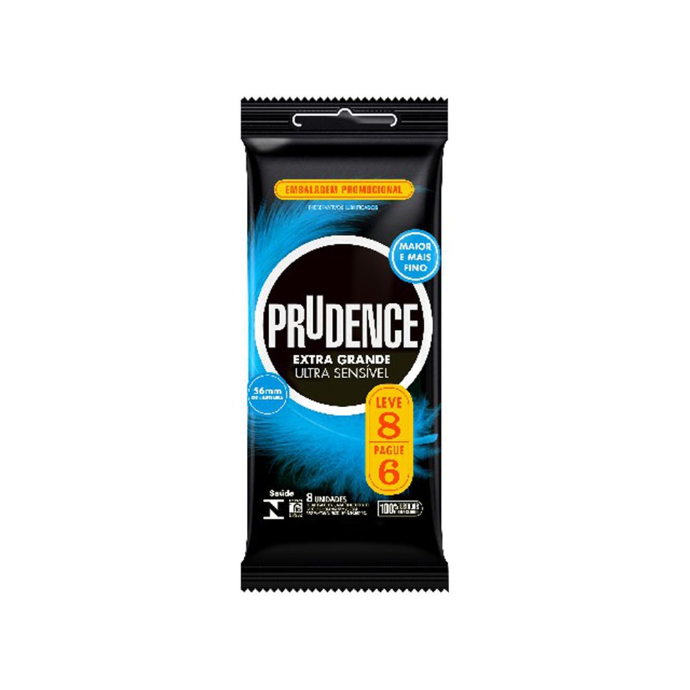 Preservativo Prudence Extra Grande Sensivel Leve 8 Pague 6