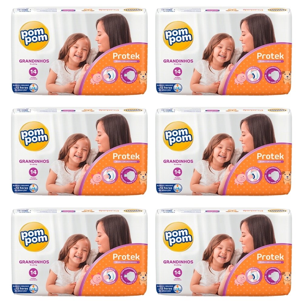 Fralda Protek Baby Jumbo Grandinhos 14un Pompom
