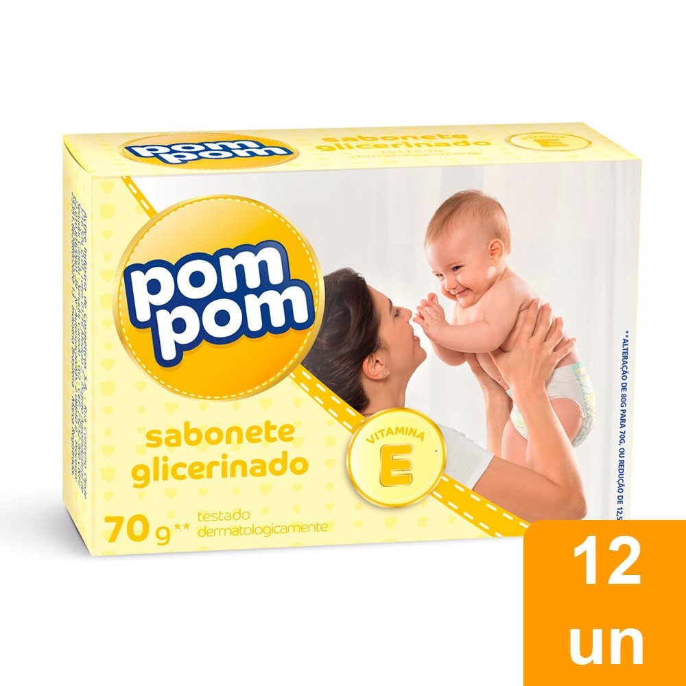 Sabonete Pom-Pom Glicerinado 70g Embalagem com 12 Unidades