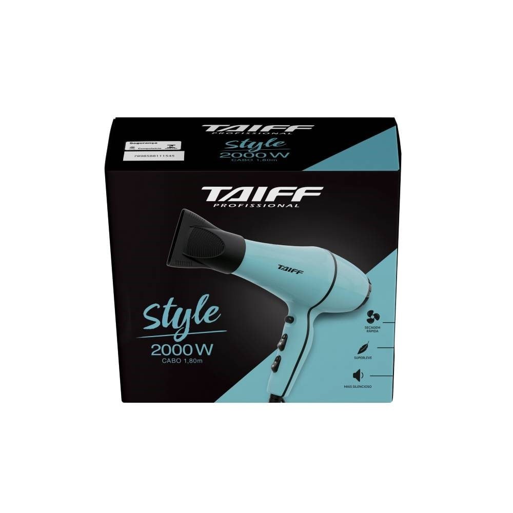 Secador de Cabelo Taiff Style 2 Velocidades - 5 Temperaturas 2000W, Azul 220V
