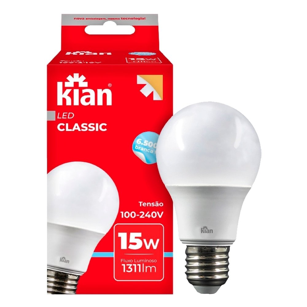 Lâmpada Kian Led 15W Branca 25000H 6,5K 1311 Lúmens Bivolt
