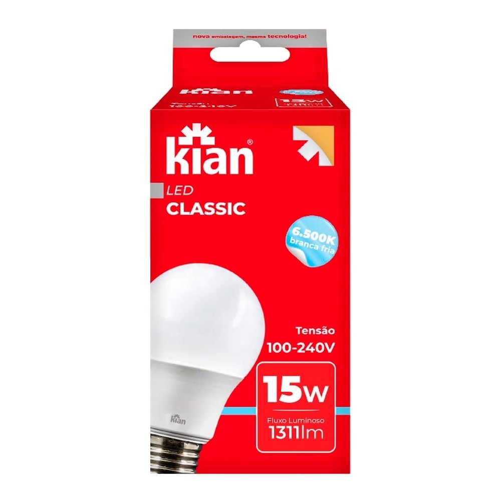 Lâmpada Kian Led 15W Branca 25000H 6,5K 1311 Lúmens Bivolt