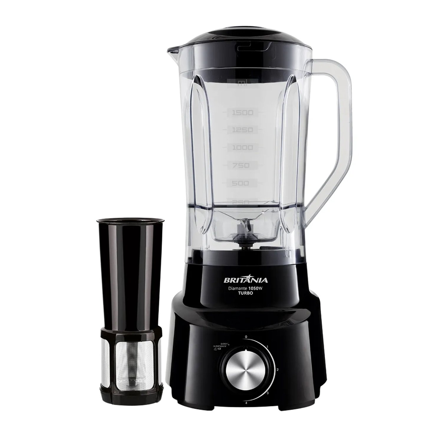Liquidificador Britânia Diamante com Filtro - 4 Velocidades + Pulsar, 1050W, Preto, 110V