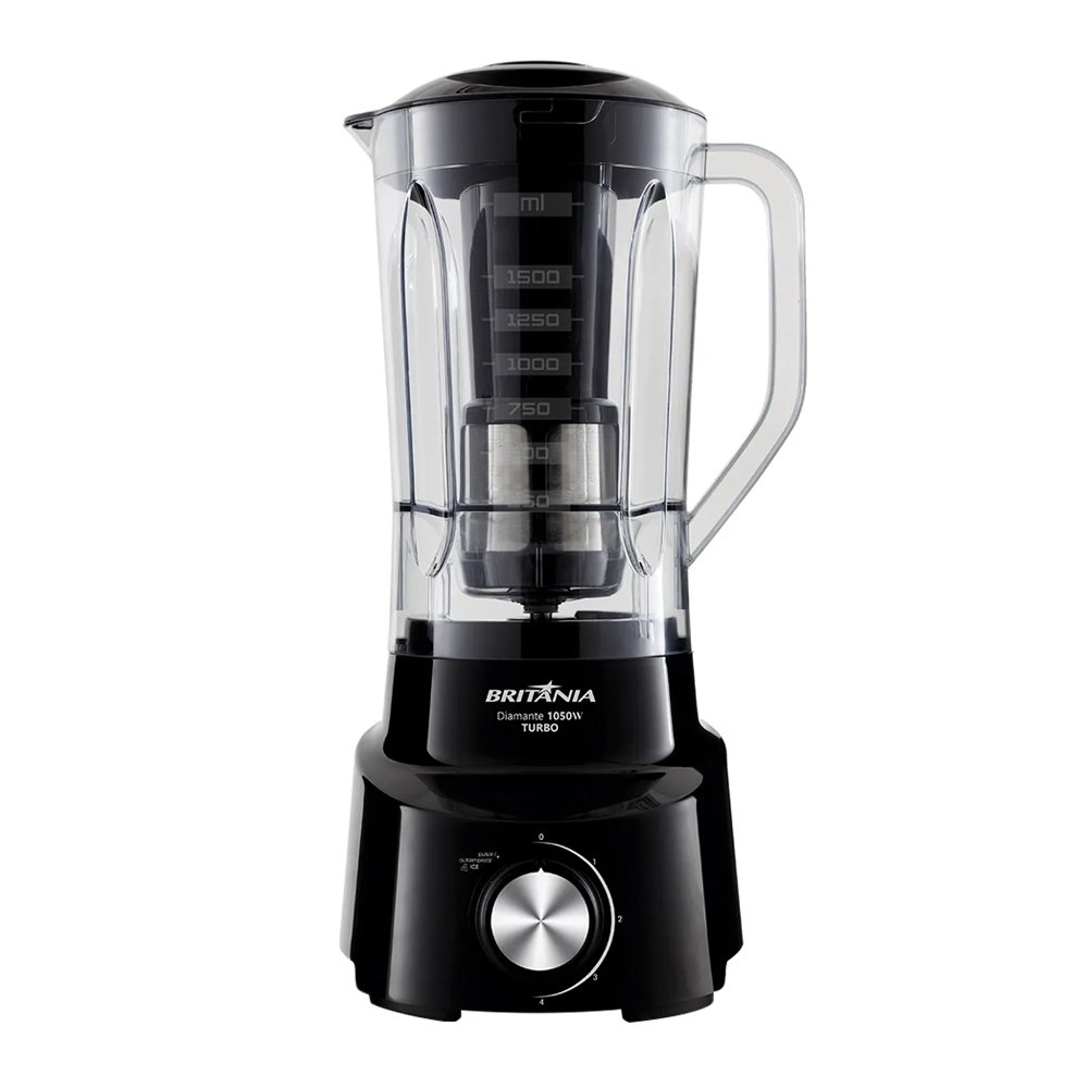 Liquidificador Britânia Diamante com Filtro - 4 Velocidades + Pulsar, 1050W, Preto, 110V