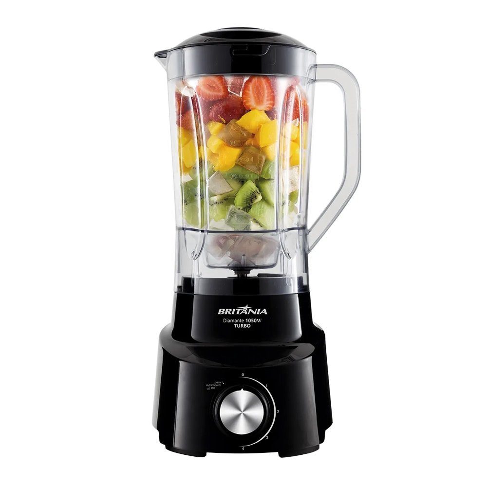 Liquidificador Britânia Diamante com Filtro - 4 Velocidades + Pulsar, 1050W, Preto, 110V