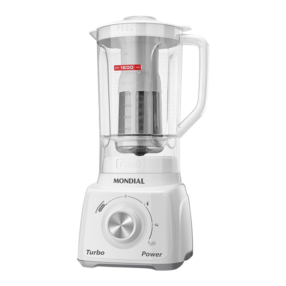 Liquidificador Mondial L-99 com Filtro - Copo Cristal, 3 Velocidades + Pulsar, 500W, Branco, 110V