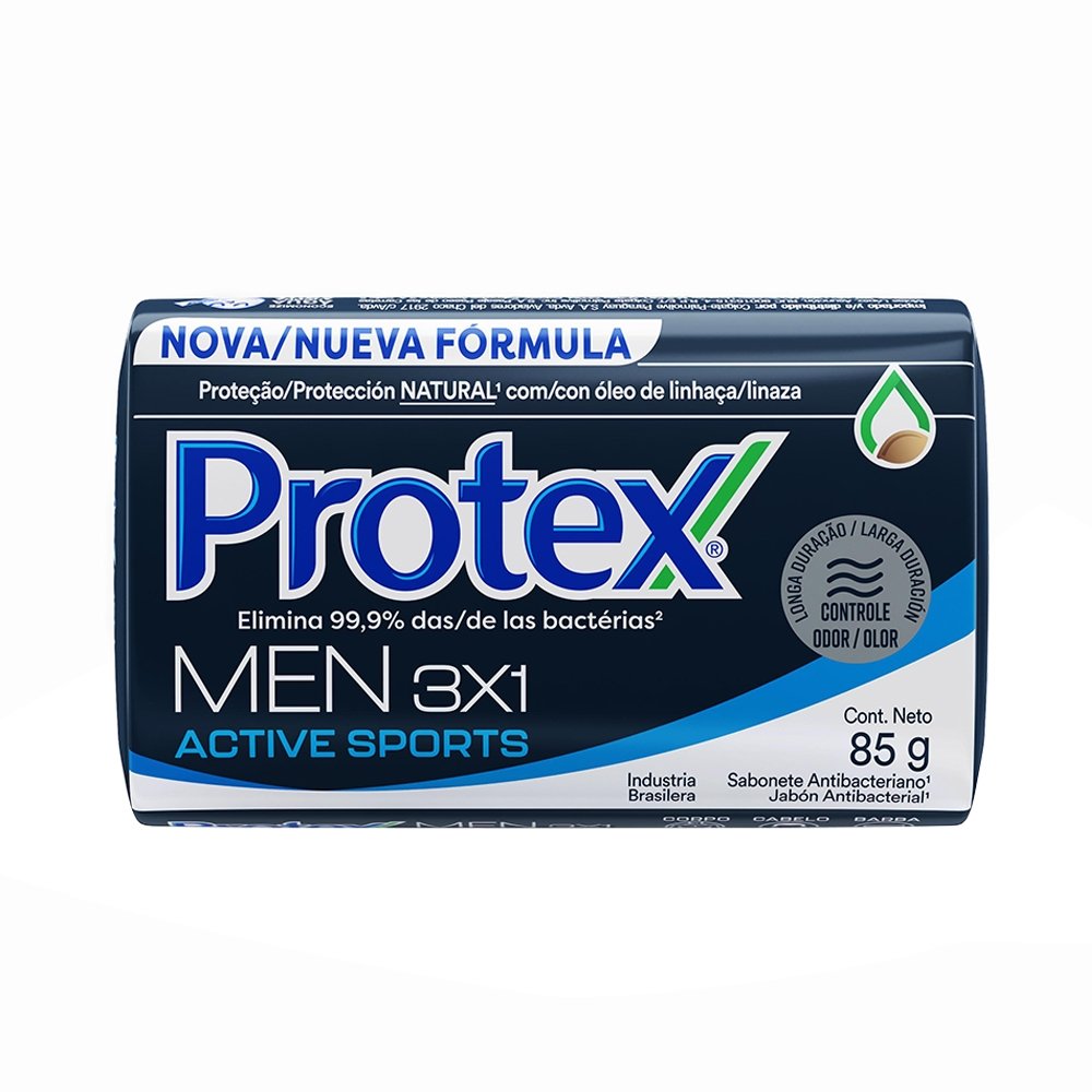 Sabonete Protex For Men 3x1 Active Sports 85g - Embalagem com 12 Unidades