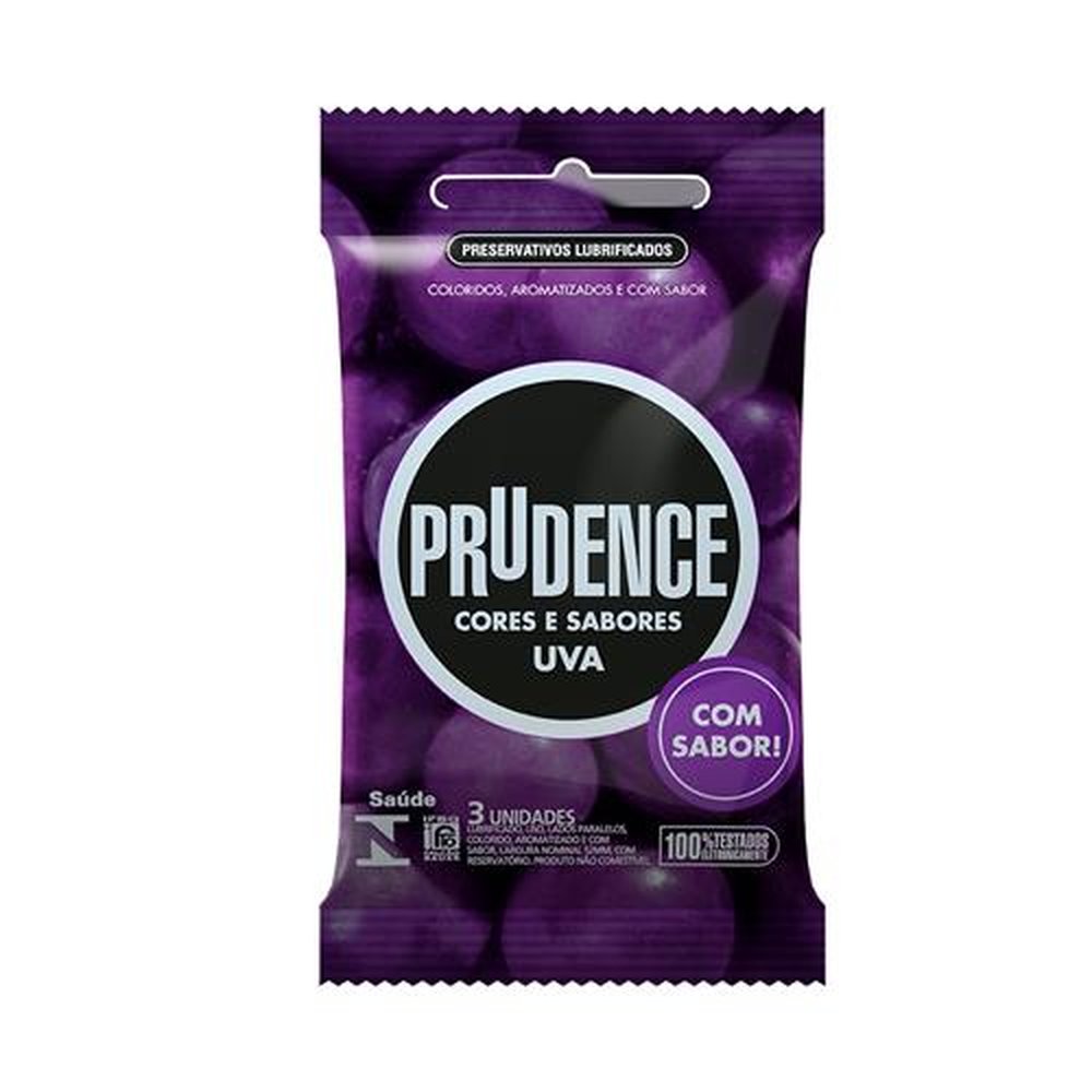Preservativo Prudence Cores e Sabores Uva 3 Unidades