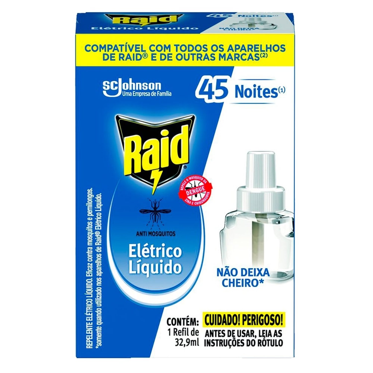 Inseticida Raid Elétrico Protector 45 noites Refil de 32,9 ml
