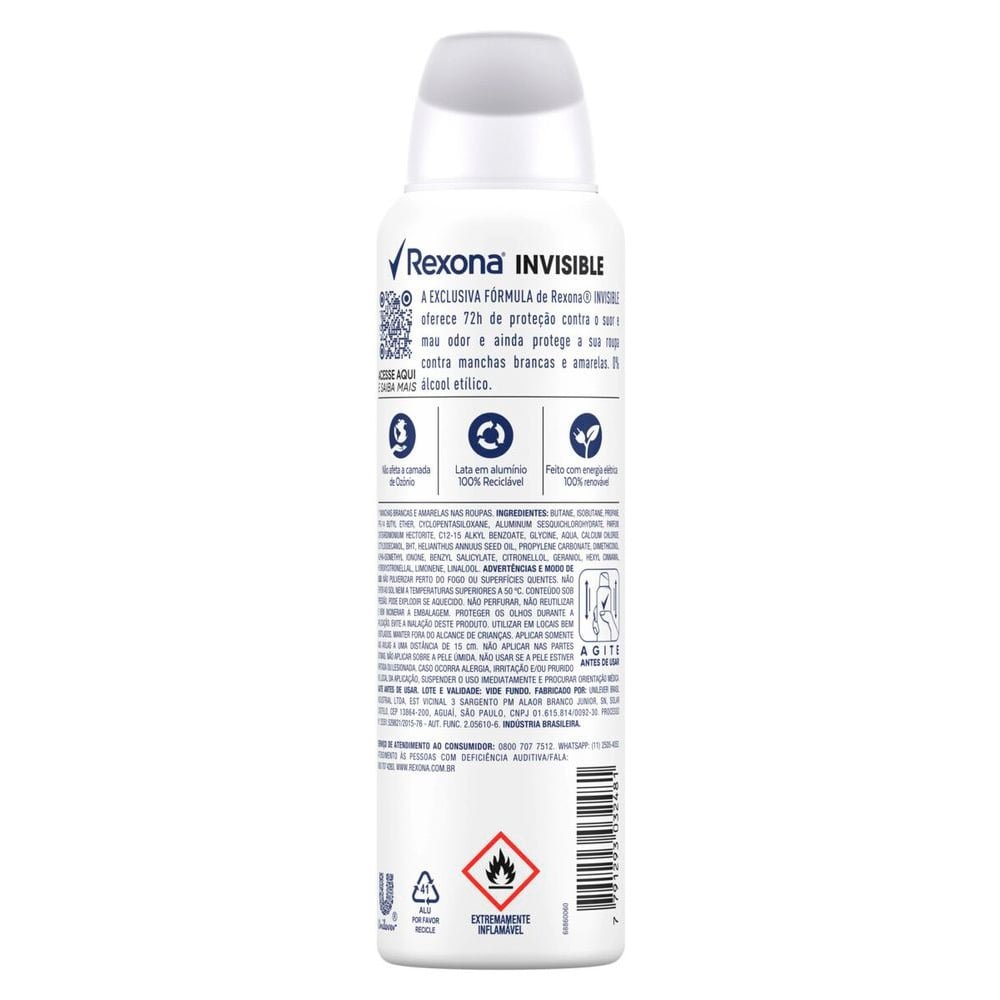 Desodorante Rexona Aerossol Women Invisible 150ml