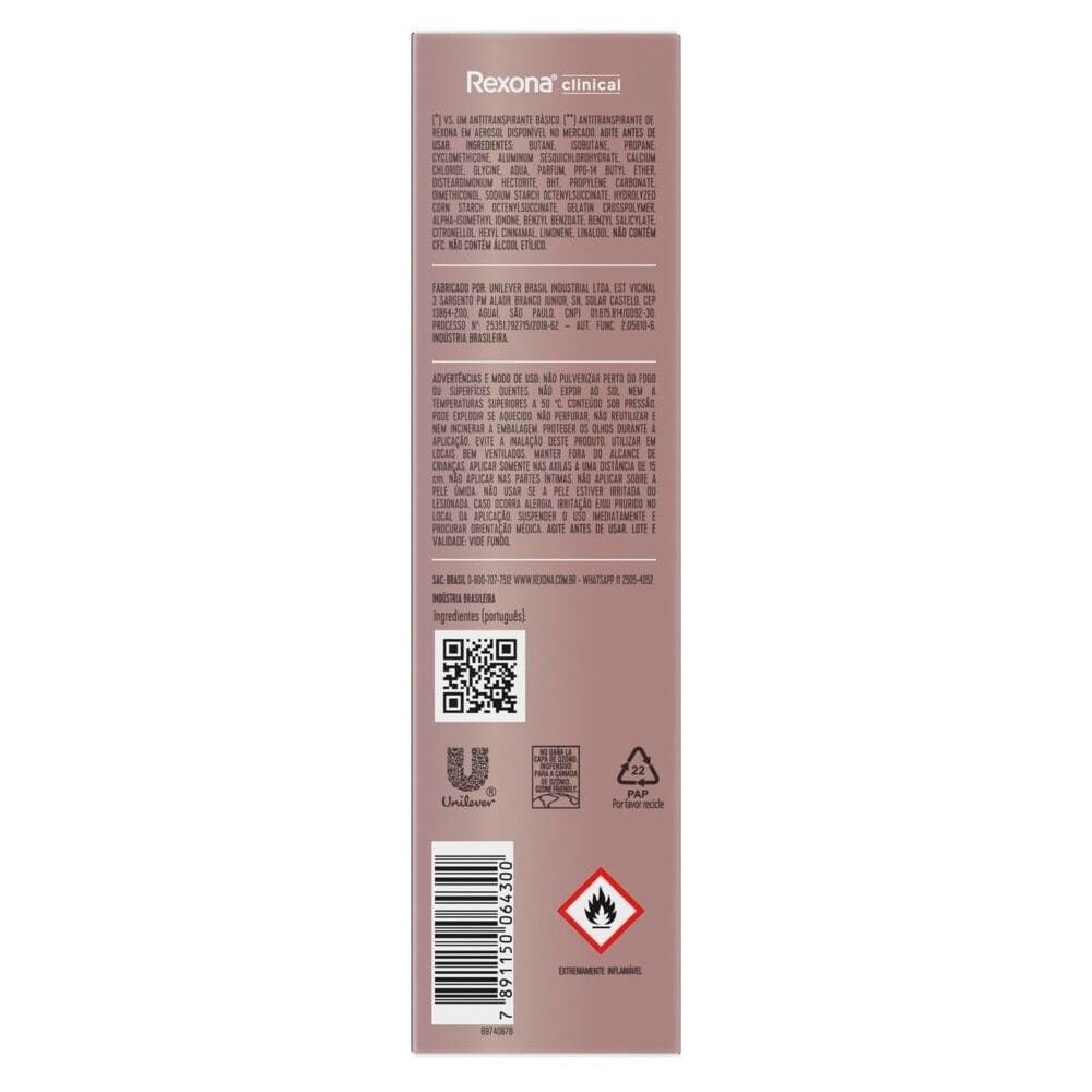 Desodorante Rexona Aerossol Women Clinical Extra Dry 150ml