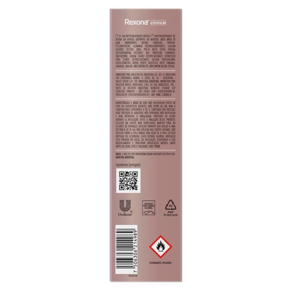 Desodorante Rexona Aerossol Women Clinical Classic 150ml