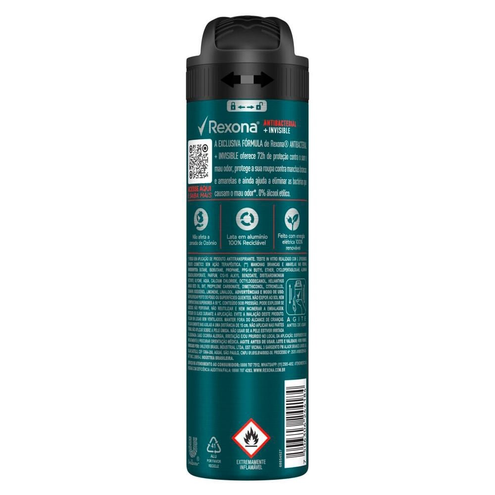 Desodorante Rexona Aerossol Men Antibacterial Invisible 150ml