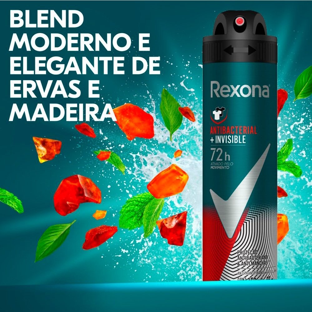 Desodorante Rexona Aerossol Men Antibacterial Invisible 150ml
