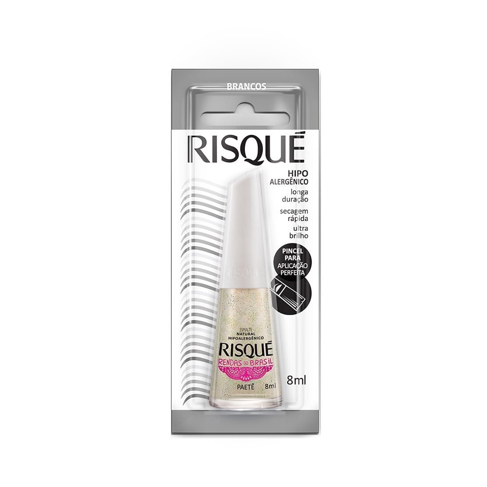 Esmalte Risqué Natural Renda Paetê Blister 8ml