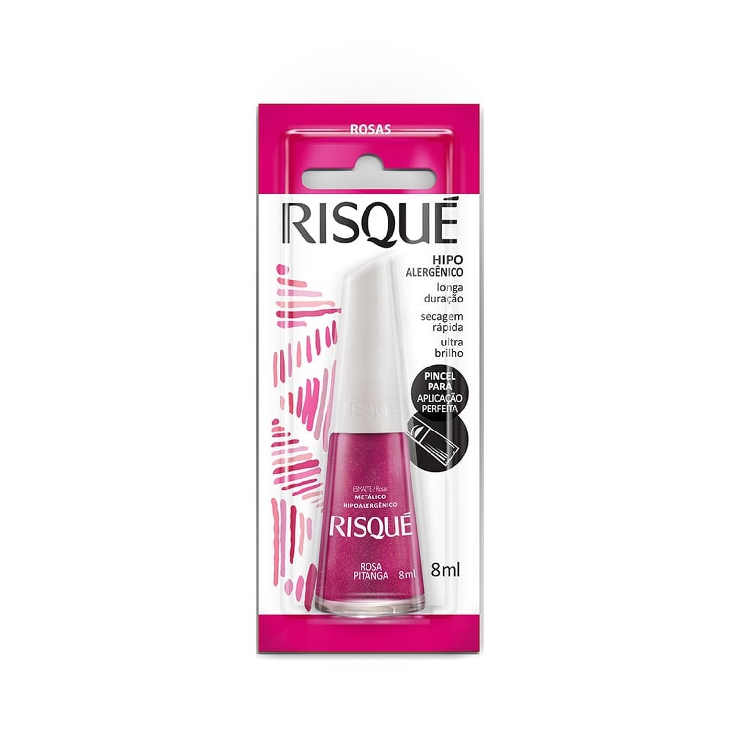 Esmalte Risqué Metálico Rosa Pitanga 8ml | Martins Atacado