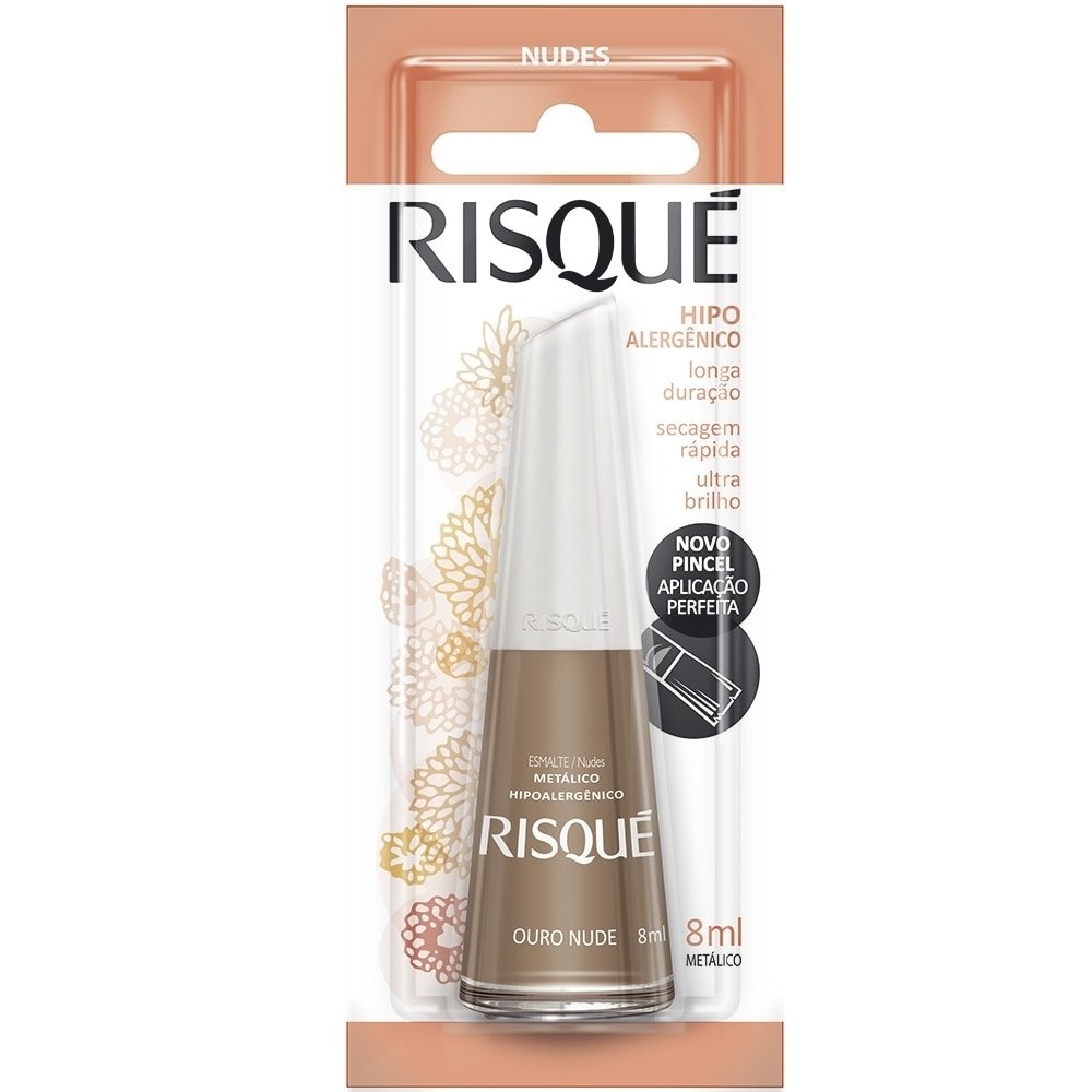 Esmalte Risqué Metálico Ouro Nude Blister 8ml