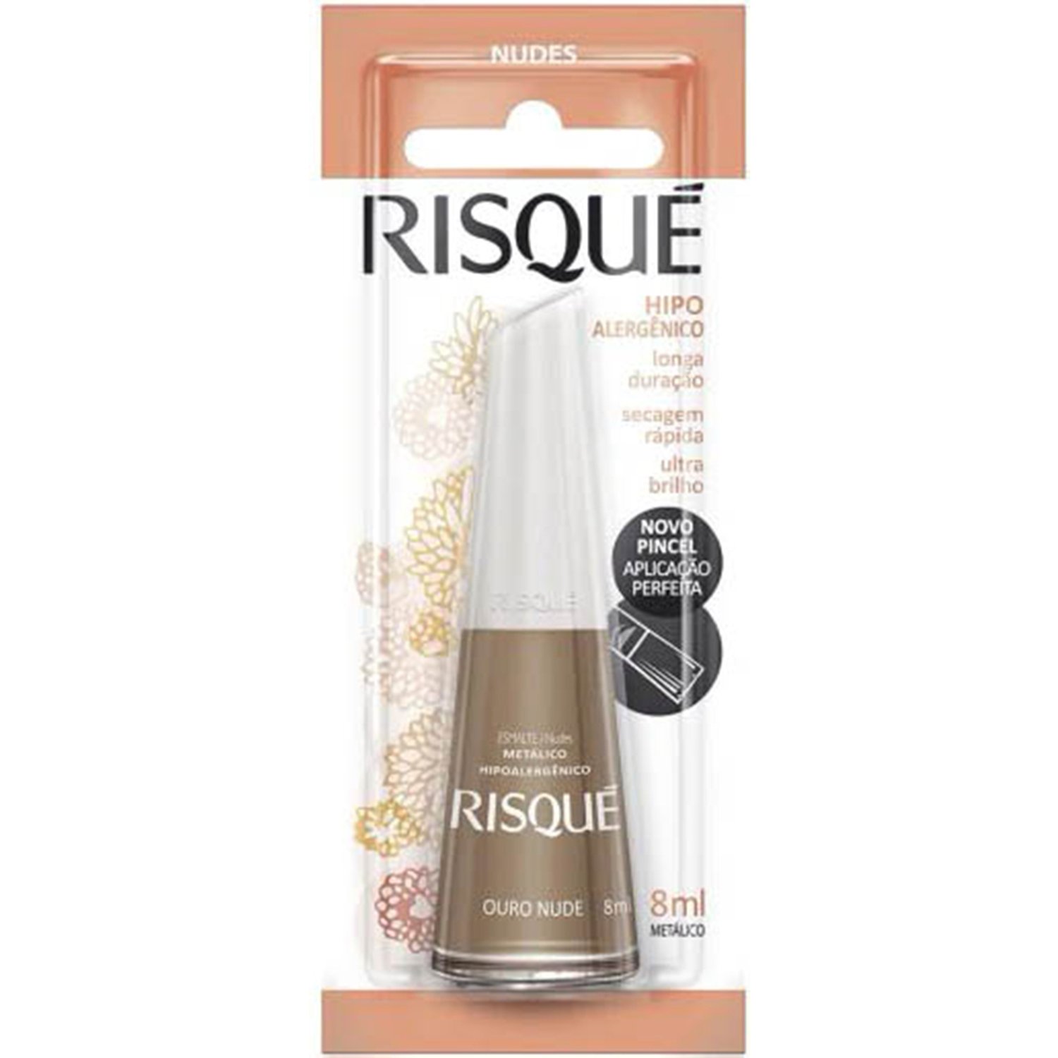Esmalte Risqué Metálico Ouro Nude Blister 8ml