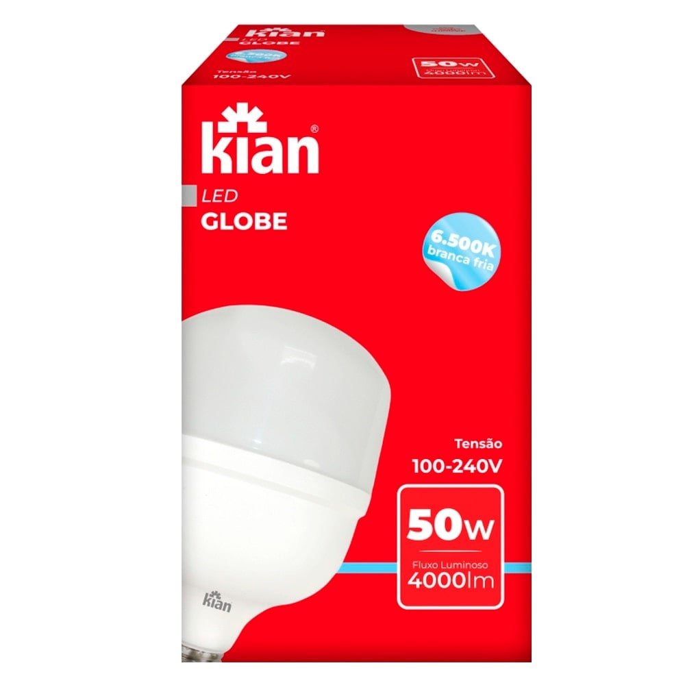 Lâmpada Kian Led 50W Branca 25000H 6,5K 4000 Lúmens Bivolt