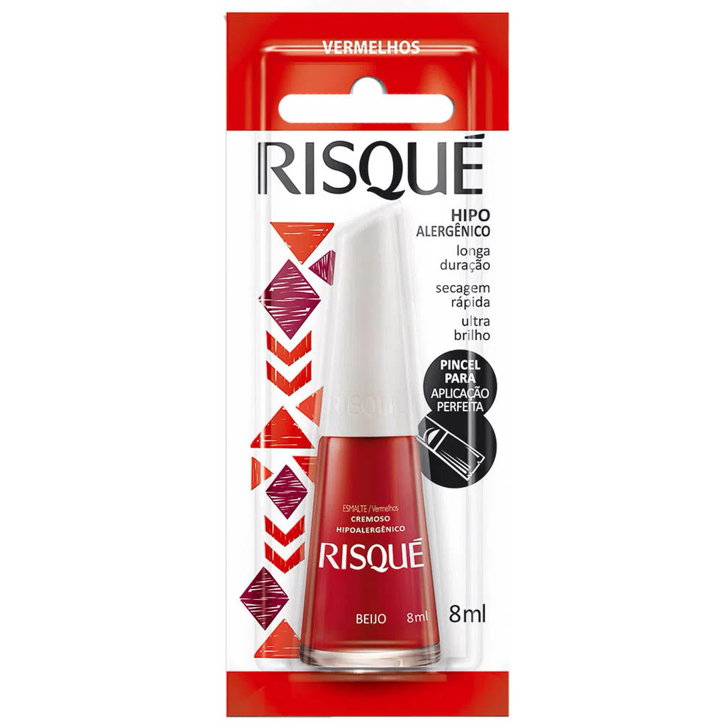 Esmalte Risqué Cremoso Vermelho Beijo Blister 8ml