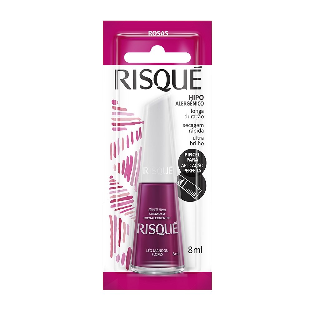 Esmalte Risqué Cremoso Léo Mandou Flores Blister 8ml