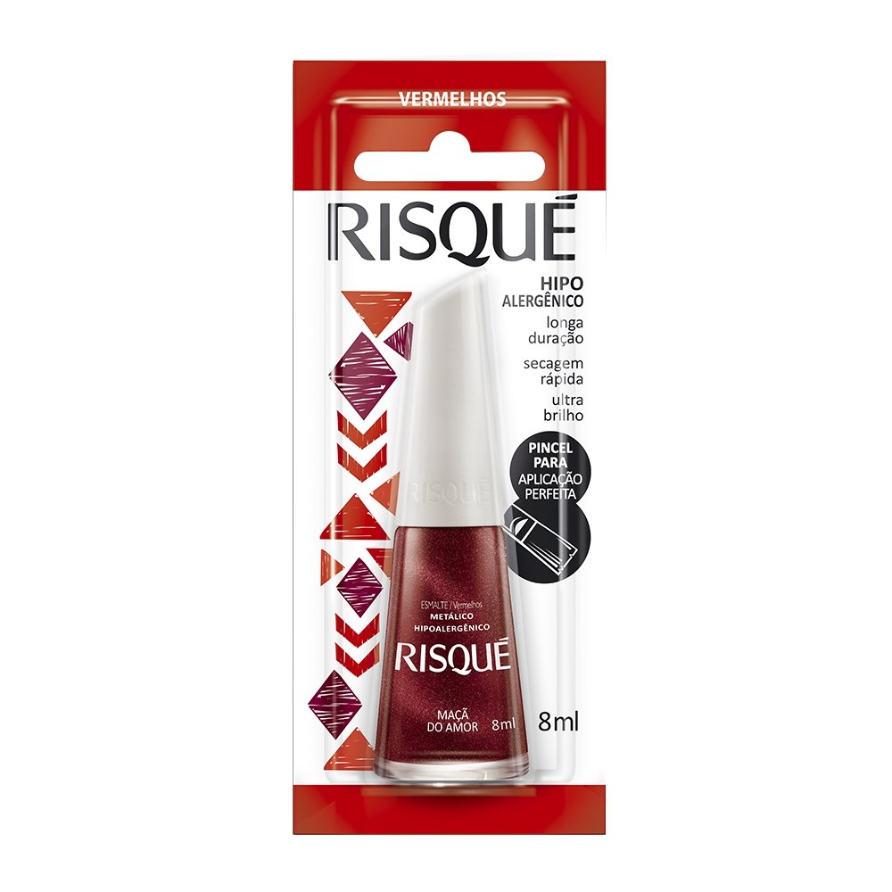 Esmalte Risqué Vermelhos Metálicos Maçã do Amor Blister 8ml