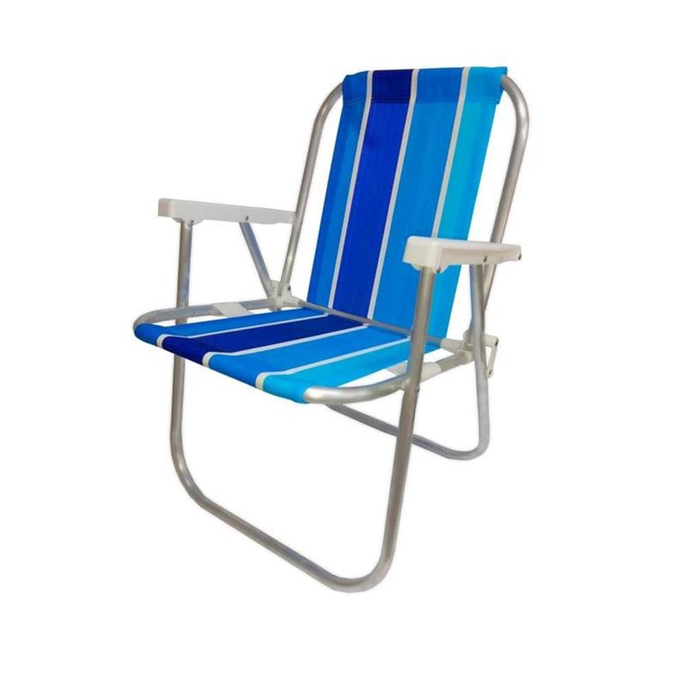 Cadeira de Praia Alumínio Botafogo Varanda Alta Standart Capacidade Cores Sortidas 90Kg