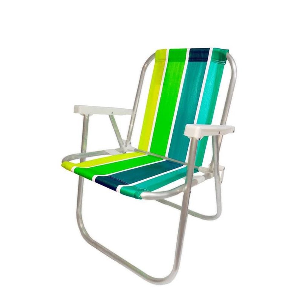 Cadeira de Praia Alumínio Botafogo Varanda Alta Standart Capacidade Cores Sortidas 90Kg