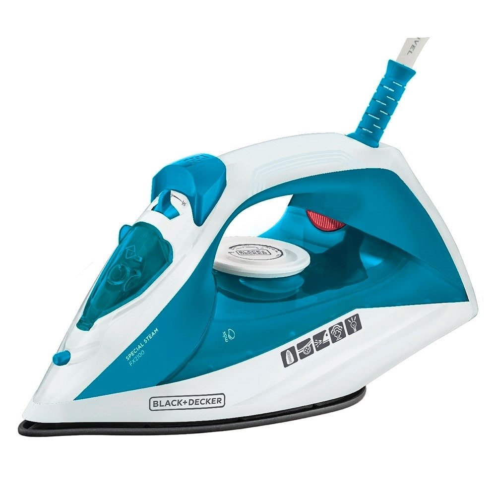 Ferro de Passar a Vapor Black & Decker FX2100 - com Base Antiaderente Azul 110V