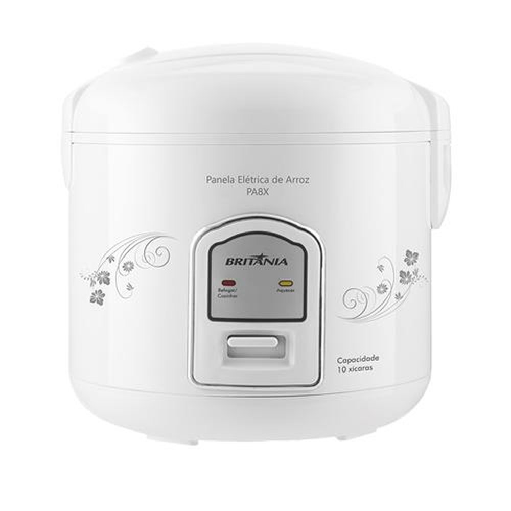 Panela de Arroz Elétrica Britânia PA8X 10 Xícaras, Branco, 110V