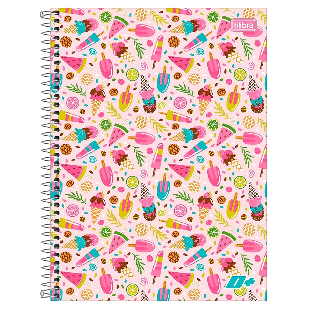 Caderno Espiral Universitário Capa Dura Tilibra Mais+ Feminino 10 Matérias 200 Folhas - Embalagem com 4 Unidades (Sortidos)